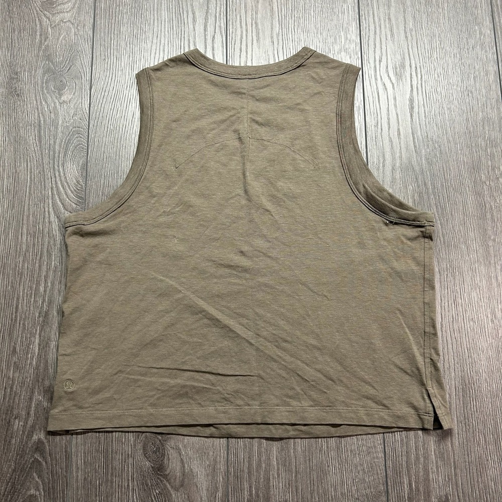Lululemon Cates Crop Tank Top Olive Green Small Relaxed Fit Muscle Tank